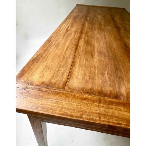 607 - FARMHOUSE TABLE, 19th century French cherrywood planked and cleated with frieze drawer, 208cm x 80cm... 