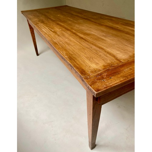 607 - FARMHOUSE TABLE, 19th century French cherrywood planked and cleated with frieze drawer, 208cm x 80cm... 