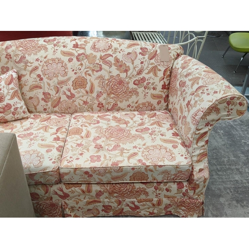 592 - SOFA, 83cm x 198cm x 88cm H in linen patterned fabric.