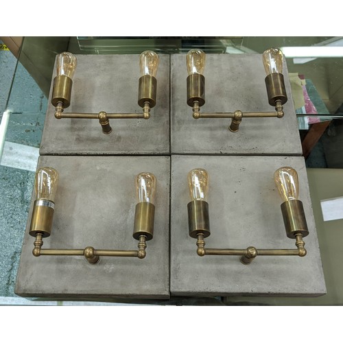 425 - ANDREW MARTIN WALL SCONCES, a set of four, 30cm x 30cm H, cement style. (4)