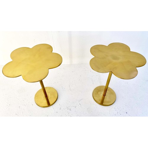 382 - CLOVER SIDE TABLES, a pair, gilt metal, 51cm x 41cm diam. (2)