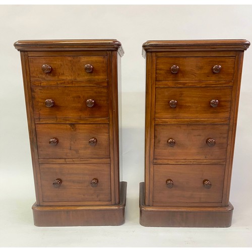 149 - BEDSIDE CHESTS, a pair, Victorian mahogany each adapted with four drawers, 45cm x 34cm x 83cm H. (2)