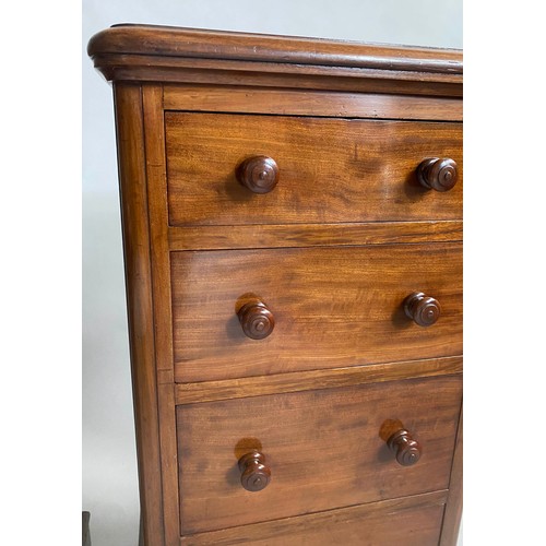 149 - BEDSIDE CHESTS, a pair, Victorian mahogany each adapted with four drawers, 45cm x 34cm x 83cm H. (2)