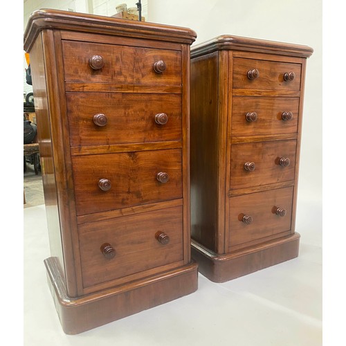 149 - BEDSIDE CHESTS, a pair, Victorian mahogany each adapted with four drawers, 45cm x 34cm x 83cm H. (2)