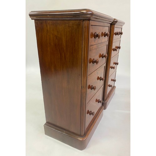 149 - BEDSIDE CHESTS, a pair, Victorian mahogany each adapted with four drawers, 45cm x 34cm x 83cm H. (2)