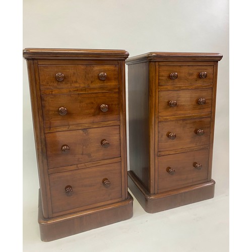 149 - BEDSIDE CHESTS, a pair, Victorian mahogany each adapted with four drawers, 45cm x 34cm x 83cm H. (2)