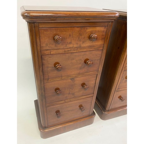 149 - BEDSIDE CHESTS, a pair, Victorian mahogany each adapted with four drawers, 45cm x 34cm x 83cm H. (2)