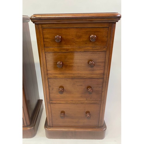 149 - BEDSIDE CHESTS, a pair, Victorian mahogany each adapted with four drawers, 45cm x 34cm x 83cm H. (2)