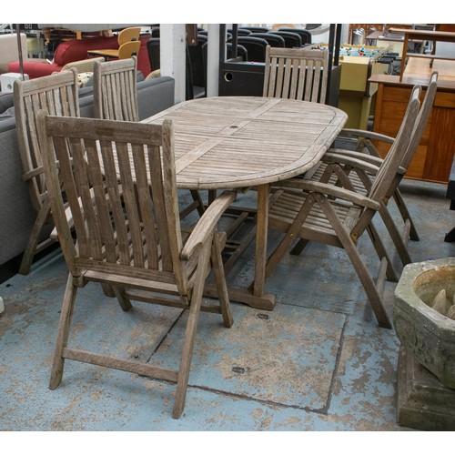 341 - HARROGATE COLLECTION GARDEN SET, including table 75cm H x 160cm L fully extended 205cm L x 110cm and... 