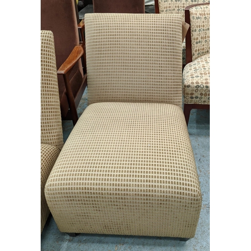 556 - DONGHIA CHAIRS, a pair, each 62cm W x 81cm H x 84cm D, armless. (2)