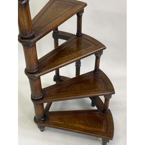 580 - LIBRARY STEPS, Georgian design, a set of four, gilt tooled leather spiral treads, 153cm H x 49cm. (4... 