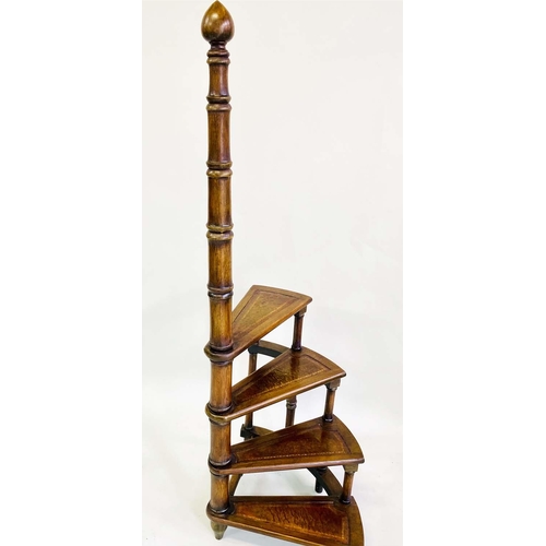 580 - LIBRARY STEPS, Georgian design, a set of four, gilt tooled leather spiral treads, 153cm H x 49cm. (4... 