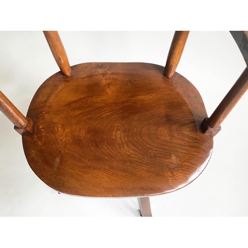 582 - OFFICE CHAIR, 1920's Art Nouveau influenced, carved oak with pierced back, shaped seat revolving on ... 