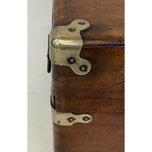 571 - TRUNK, 19th century Chinese export, camphorwood and brass bound with rising lid and carrying handles... 