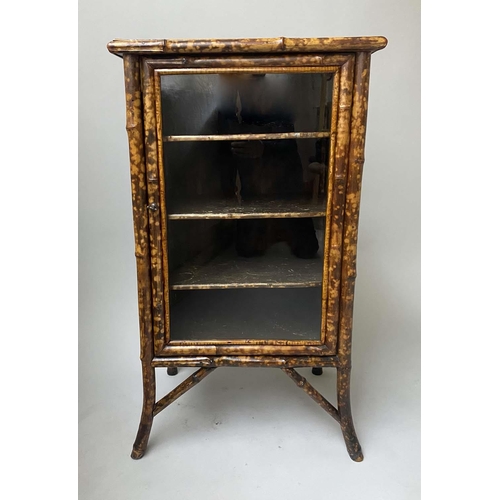 593 - BAMBOO BOOKCASE, Victorian, with glazed panelled door, 53cm x 38cm x 94cm H.