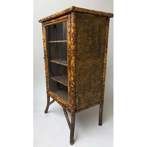 593 - BAMBOO BOOKCASE, Victorian, with glazed panelled door, 53cm x 38cm x 94cm H.