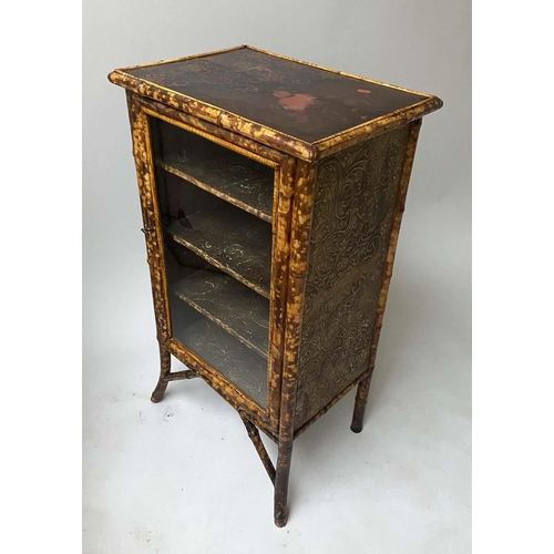 593 - BAMBOO BOOKCASE, Victorian, with glazed panelled door, 53cm x 38cm x 94cm H.