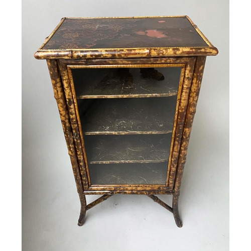 593 - BAMBOO BOOKCASE, Victorian, with glazed panelled door, 53cm x 38cm x 94cm H.