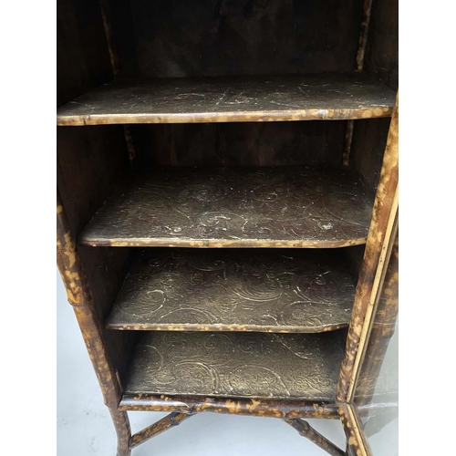 593 - BAMBOO BOOKCASE, Victorian, with glazed panelled door, 53cm x 38cm x 94cm H.