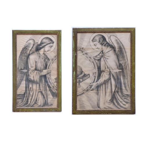 112 - MID 19th CENTURY FRENCH SCHOOL 'Angels', a pair of preparatory sketches for stained glass windows in... 