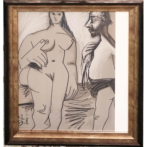 46 - PABLO PICASSO (1881-1973) 'Painter and Model II, 1972', lithograph, 50cm x 40cm on arches paper bear... 