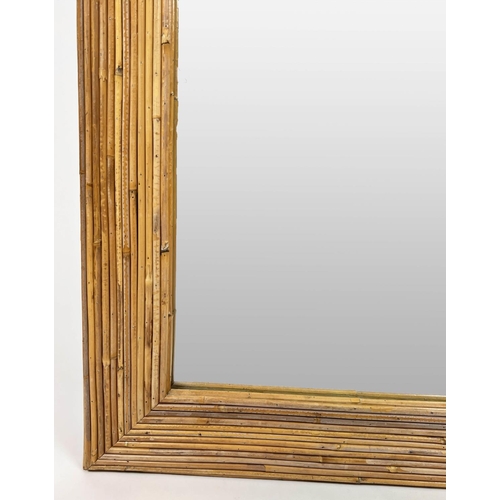 129 - BAMBOO WALL MIRROR, Italian circa 1970's, in the manner of Vivai Del Sud, 133cm x 80cm.