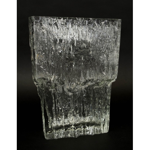 13 - TAPIO WIRKKALA ICE GLASS , two vases and a bowl, tallest vase 25cm H, bowl, signature to base of lar... 