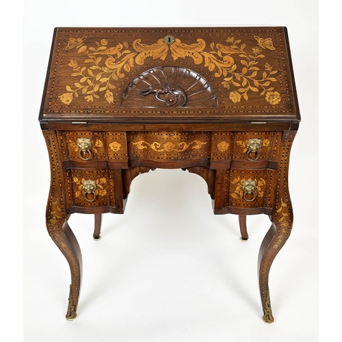 138 - BUREAU, 74cm W x 96cm H x 46cm D 20th century Dutch mahogany and foliate marquetry inlaid, the fall ... 