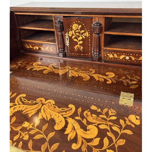 138 - BUREAU, 74cm W x 96cm H x 46cm D 20th century Dutch mahogany and foliate marquetry inlaid, the fall ... 