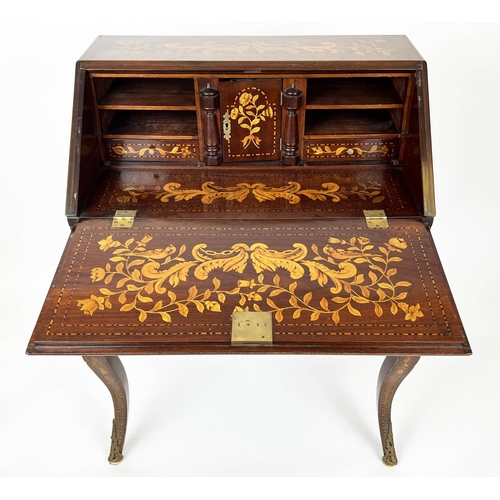 138 - BUREAU, 74cm W x 96cm H x 46cm D 20th century Dutch mahogany and foliate marquetry inlaid, the fall ... 