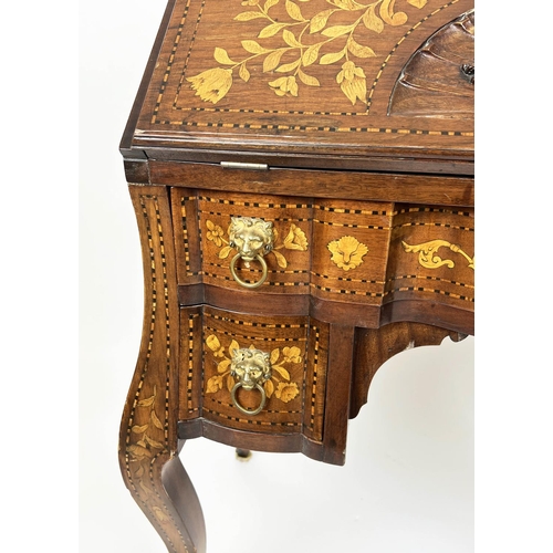 138 - BUREAU, 74cm W x 96cm H x 46cm D 20th century Dutch mahogany and foliate marquetry inlaid, the fall ... 