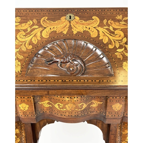 138 - BUREAU, 74cm W x 96cm H x 46cm D 20th century Dutch mahogany and foliate marquetry inlaid, the fall ... 