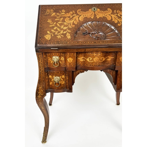 138 - BUREAU, 74cm W x 96cm H x 46cm D 20th century Dutch mahogany and foliate marquetry inlaid, the fall ... 