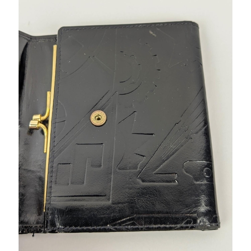 23 - PRADA WALLET, embossed black leather with external back pocket, note compartment, coin pocket and ca... 