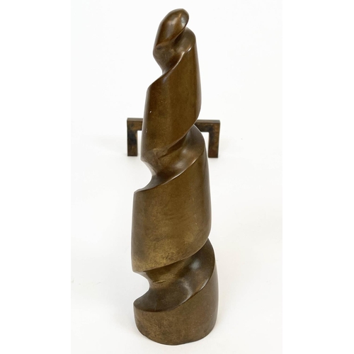 3 - FIRE DOGS, by David Gill 'Inpirale espirale' design, bronze, 30cm H. (2)