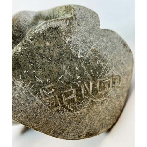 34 - ATTRIBUTED TO BRIGHTON SANGO (Zimbabwean 1958-1995), green serpentine stone, signed 'Sango' to base,... 