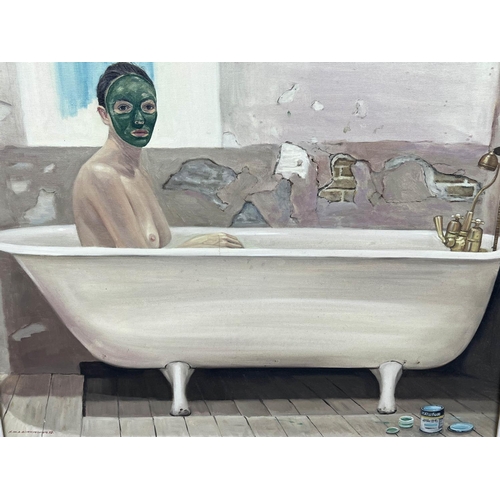 53 - 20TH CENTURY BRITISH SCHOOL 'Figure Study in a Bath', oil on board, signed and dated K.M.A. Cunningh... 