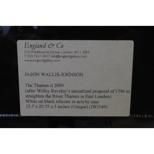 72 - JASON WALLIS-JOHNSON (British, b.1966) 'The Thames II', 2009, unique white on black silicone in acry... 