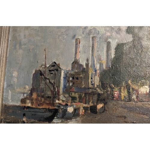 52 - RODNEY JOSEPH BURN, RA (British, 1899-1984) 'Lots Road Power Station seen from Chelsea Embankment', ... 