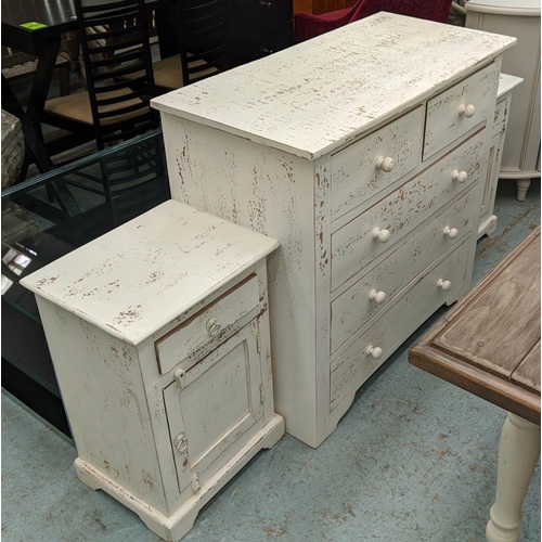 550 - CHEST OF DRAWERS, 95cm x 45cm x 86cm H, and two side chests to match. (3)