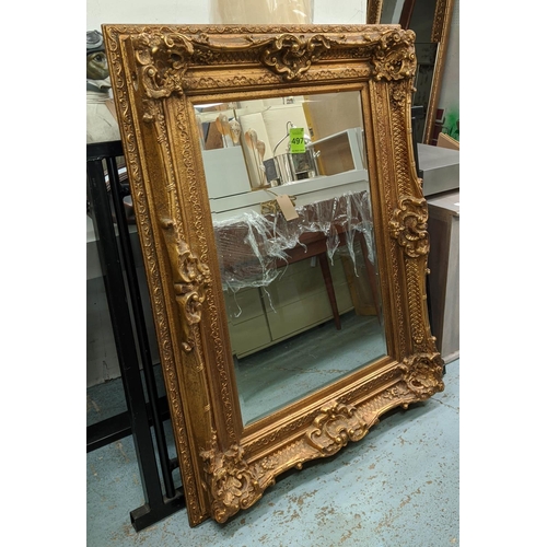 600 - MIRROR, 100cm W x 130cm H, with a gilt frame and bevelled plate.