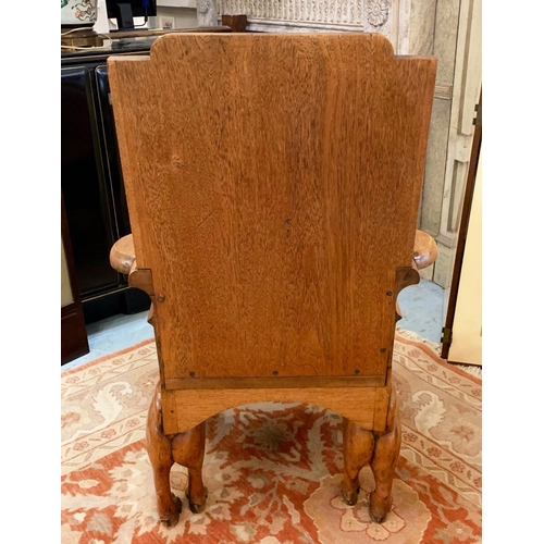 120 - THRONE CHAIR, 117cm H x 67cm W x 77cm D, Egyptian Revival teak, carved with eagles, raised on cat su... 