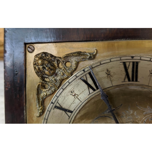 20 - BRACKET CLOCK, Georgian style burr walnut case with brass dial having cherub corner spandrels, Germa... 
