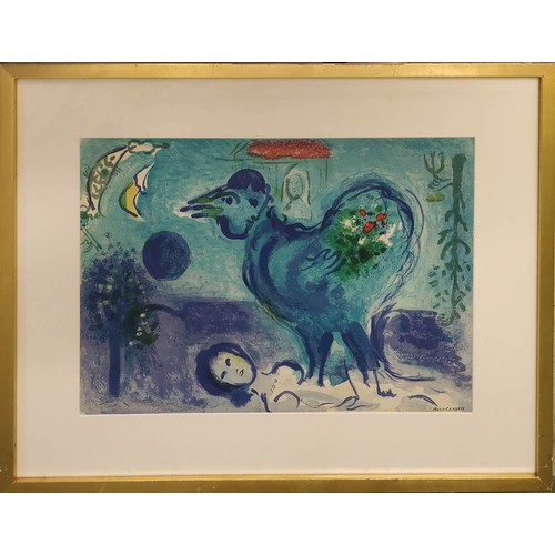 50 - MARC CHAGALL, 'Paysage Au Coq' (Landscape with Rooster), published Derriere le Miroir, 107-108,1958,... 