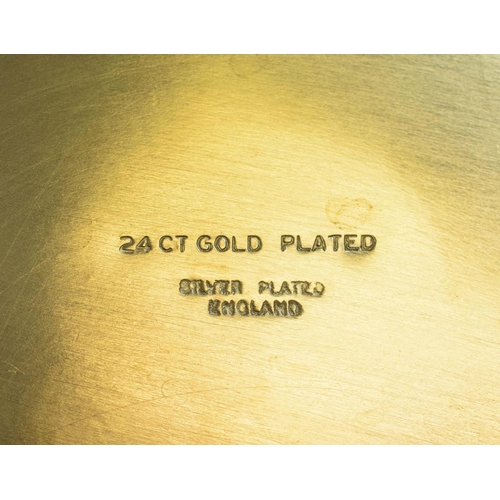 17 - SERVING TRAYS, seven various including Garrard and Co Ltd, Regent St, a 24ct gold plated dish, a sil... 