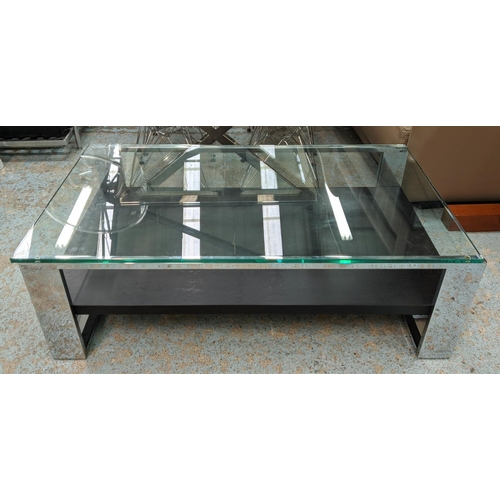 548 - LOW TABLE, 70cm D x 40cm H x 120cm L, metal and glass.