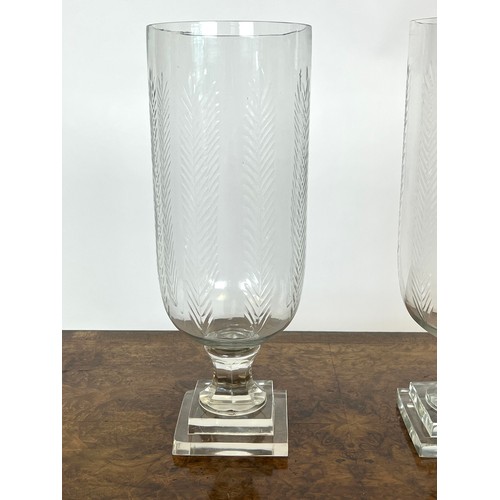 16 - CELERY VASES, a pair, Regency design, cut glass, 40cm H. (2)