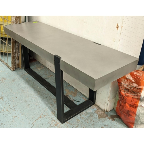 610 - CONSOLE TABLE, 52cm x 77cm H x 171cm, metal legs.