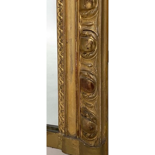 267 - OVERMANTEL, 19th century French, giltwood with shell crest, 104cm W x 144cm H.