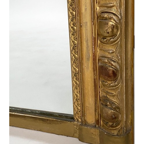 267 - OVERMANTEL, 19th century French, giltwood with shell crest, 104cm W x 144cm H.